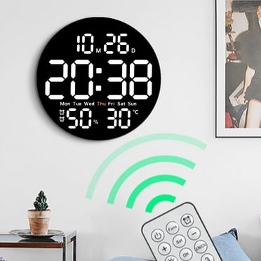 Kcavykas Maison, Cuisine, Rangement de Réfrigérateur, Horloge Ronde Horloge à Télécommande Multifonction Horloge Murale de Salon Décoration de la Maison Horloge Électronique Numérique Horloge Silencieuse Horloge à Écran Couleur