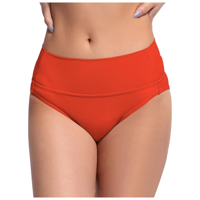 Women's Black High Waisted Bikini Bottoms - Retro Style, Basic Design, Full Coverage Swimsuit, Mid - Waist, Comfortable Material, S - XXL Sizes