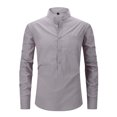 thumbnail image 3 of Chemise à Manches Longues pour Hommes Homme Décontractée Col Rabattu Chandail à Boutons Manches Longues Mode Décontractée Lin Semblable au Coton Chemises à Manches Longues pour Hommes, 3 of 4