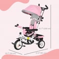 thumbnail image 2 of Qaba 6 in 1 Toddler Tricycle Stroller with Basket, Canopy, Pink, 2 of 6