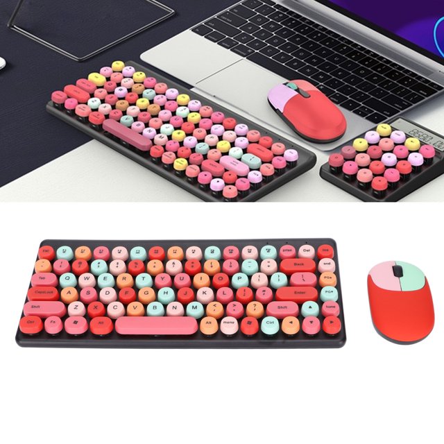 Keyboard Mouse Combo, Cute Colorful Appearance 2.4G Keyboard Mouse Light Quiet 86 Keys For PC For Home For Office