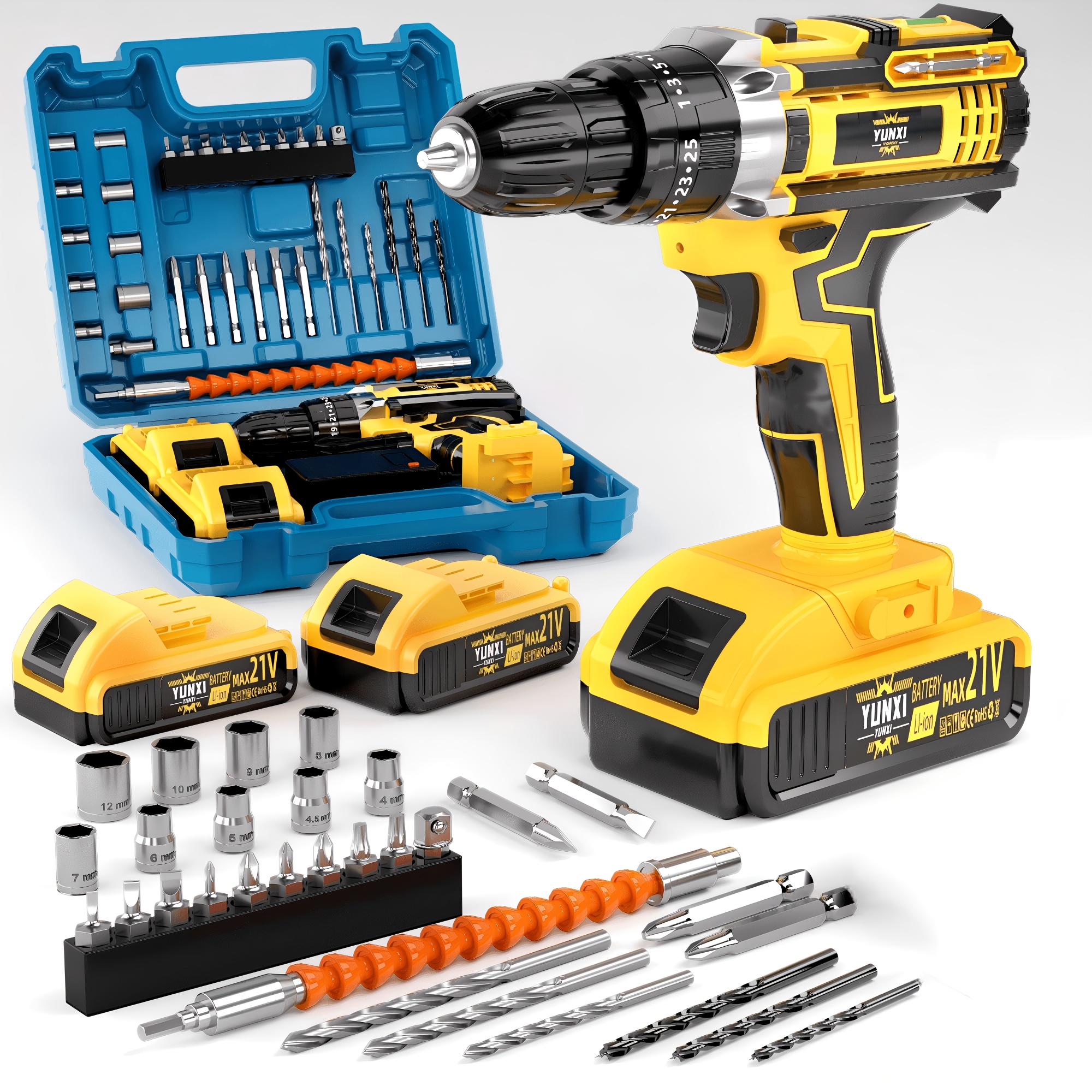 21V Cordless Drill Set, Multifunctional Home Tool Kit, Handheld Electric Screwdriver with Optional Battery & Charger, Portable Drill with Toolbox for DIY & Repairs