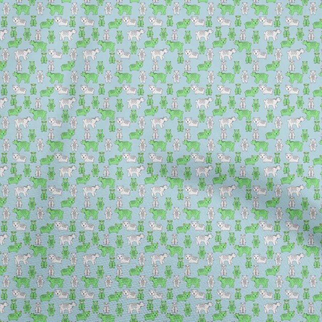 oneOone Rayon Light Blue Fabric Animal Sewing Material Print Fabric By The Yard 56 Inch Wide