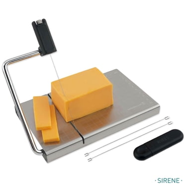 Sirene Stainless Steel Cheese Slicer with Board and Grids, 5 Replaceable Wires with Case