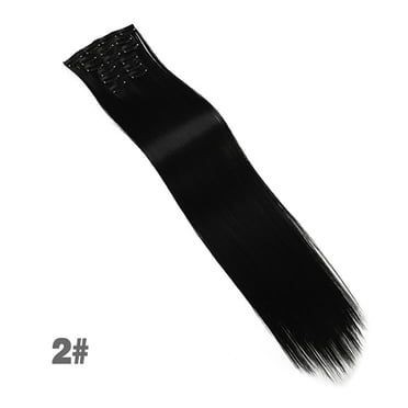Amdohai Rallonges de Cheveux à Clip de 24 Po 1 Ensemble 6 Pcs 16 Clips Fibre Haute Température Clips Invisibles et Sécurisés Trame Double, 2#