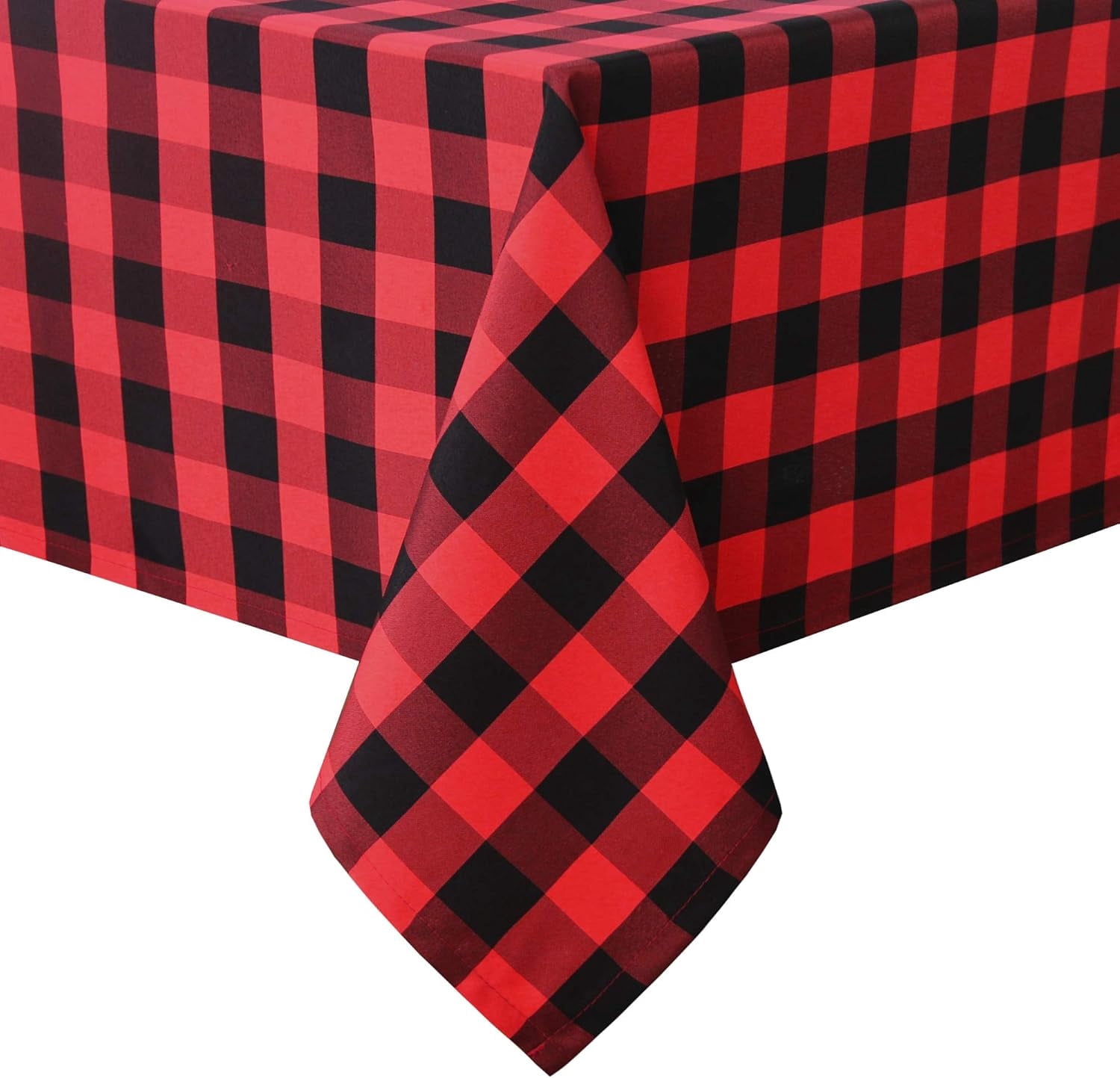 Checkered Tablecloth Rectangle - Stain Resistant, Waterproof and Washable Table Cloth Gingham for Outdoor Picnic, Holiday Dinner, 60 x 102 Inch, Black and Red