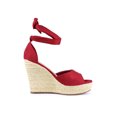 thumbnail image 3 of BLISSFUL STEP Chaussures pour Femmes Espadrilles à Talon Compensé à Lacets Sandales à Bride à la Cheville Rouge 7, 3 of 8