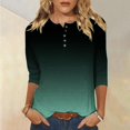 thumbnail image 2 of Yuyuzo Womens 3/4 Sleeve Tops Basic Button Crew Neck Solid Color Loose Fitted Tunics Tee Blouses, 2 of 5