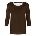thumbnail image 4 of HKEJIAOI Blouse pour Femmes 3/4 Manches Imprimé Floral Col Rond 4XL Manches Trois-Quarts Femme Top, 4 of 5