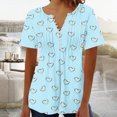 thumbnail image 2 of Blouses pour Femmes Imprimé Col en V Boutonné Haut Court, 2 of 9