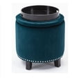 thumbnail image 3 of Denver Round Fabric Storage Ottoman (Green), 3 of 4