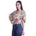 thumbnail image 3 of Moomaya Hauts à Manches Boxy Imprimés pour Femmes, Col en V, Taille Élastique, Kimono, 3 of 4
