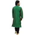 thumbnail image 4 of Atasi Designer Indian Ethnic Men's Green Kurta Pyjama Long Dupion Shirt-L, 4 of 6
