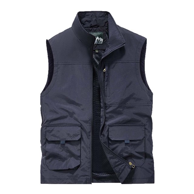 Birdeem Mens Work Clothes Jacket Solid Color Stand Collar Multiple Pockets Outdoor Sports Photography Leisure Coat