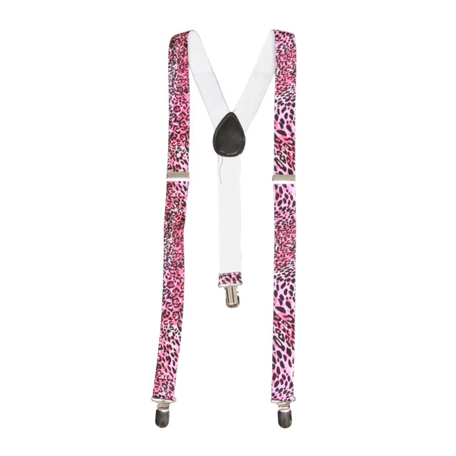 Bretelles Extensibles à 3 Pinces à Imprimé Guépard Rose