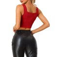 thumbnail image 3 of INSPIRE CHIC Women's Top Square Neck Asymmetrical Hem Zip Front Tank Corset Tops M Red, 3 of 5