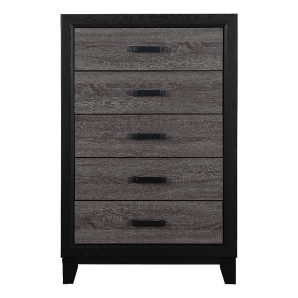 Global Furniture USA Lisbon Gray and Black Wooden 5-Drawer Chest