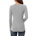 thumbnail image 2 of Anygrew Women Long Sleeve Top Casual Basic Slim Knit Ribbed T Shirt, 2 of 5