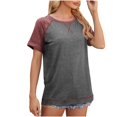 thumbnail image 3 of FAIWAD Summer T Shirts for Womens Short Sleeve Round Neck Color Block Trendy Basic Pullover Tops, 3 of 6