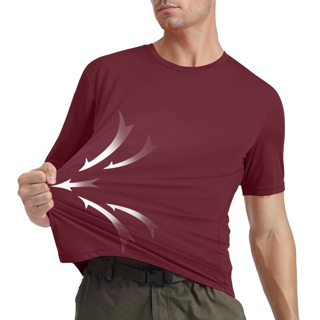 AherBiu Mens Tee Shirts Crewneck Stretch Quick Drying Outdoor Lightweight Performance T-Shirts