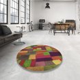 thumbnail image 4 of Ahgly Tapis d'Intérieur Lavable en Machine Carré Transitionnel Brun Doré Foncé, 7 Pieds Carré, 4 of 7