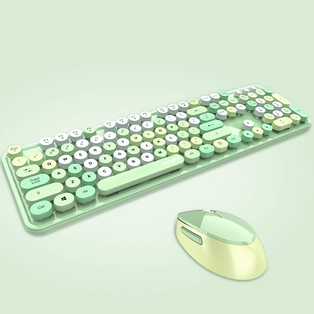 Amdohai Cordless Mechanical Keyboard Round Keyboard Office Desktop Keyboard and Set
