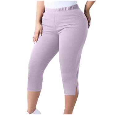 BLVB Women's Plus Size Capri Leggings Lightweight Soft Crop Leggings Basic Capris Yoga Pants High Waisted Pull on Dressy Casual Tights
