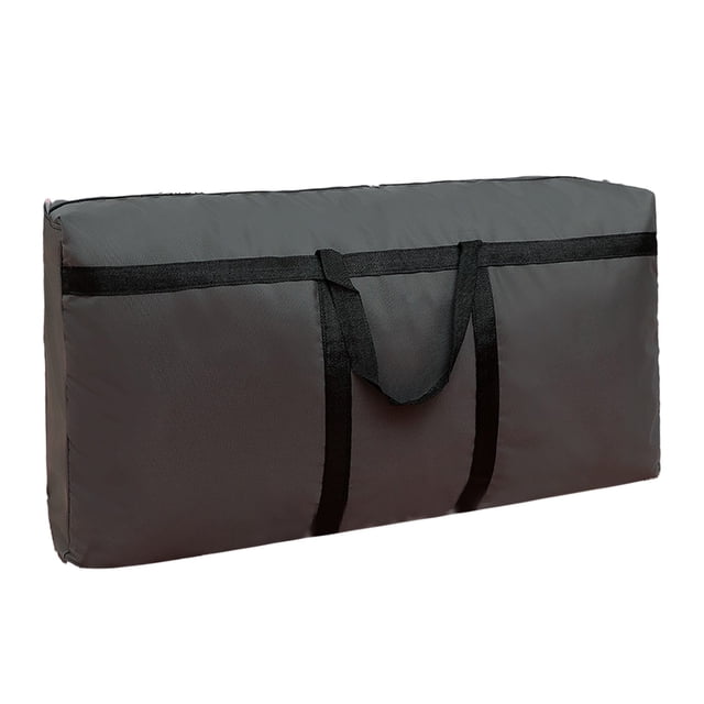 Reinforced 100L Christmas Tree Storage Bag made of thickened 600D canvas in grey, featuring durable reinforced handles and a sturdy two-way zipper. The bag measures 31.49 x 18.89 x 9.84 inches (80 x 48 x 25 cm) and is designed for storing artificial Christmas trees, blankets, or other household items. Its foldable design allows for easy storage when not in use, and the waterproof material ensures long-lasting durability.