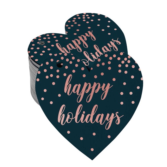 Inkdotpot Rose Gold Foil Paper Hang Tag Happy Holiday Favor Tag 100 Pieces