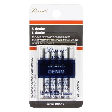 KLASSÉ Jeans Sewing Machine Needles, Size 100/16, 5-Pack