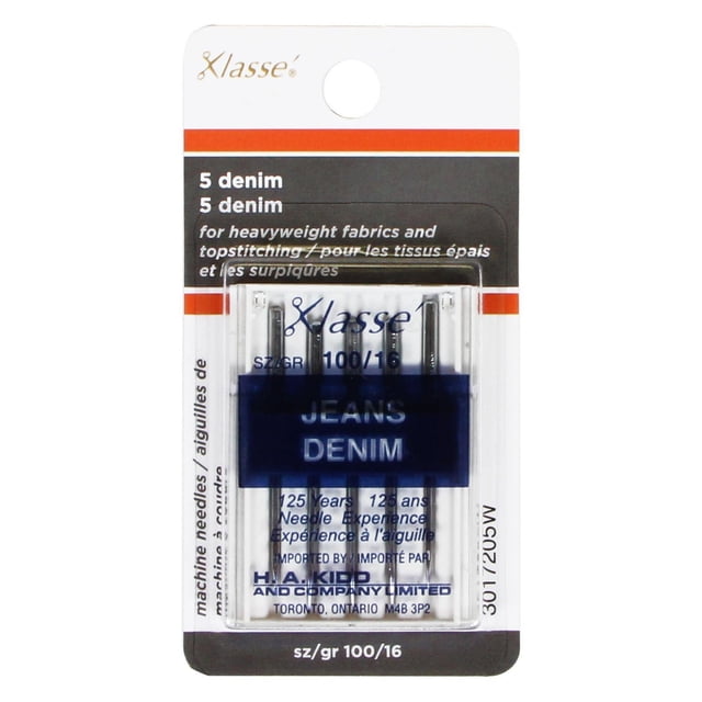 KLASSÉ Jeans Sewing Machine Needles, Size 100/16, 5-Pack