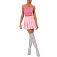 thumbnail image 2 of INSPIRE CHIC Women's Sequin Velvet Spaghetti Strap Club Party Crop Cami Top Light Pink S, 2 of 5