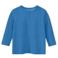 thumbnail image 4 of MeetoTime T-shirt à Col Rond à Manches 3/4 Uni pour Enfants, Décontracté, Ample, Printemps Été, pour Garçons et Filles, 4 of 5