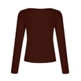 thumbnail image 5 of Qertyioot Mode Femmes Col Coloré Manches Longues Tricot T-Shirt Blouse Slim Tops, 5 of 5