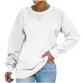 thumbnail image 1 of T-shirt Ample pour Femmes à Manches Longues, Blouse à Col Rond, Hauts Décontractés, Chandail en Molleton, 1 of 1