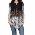 thumbnail image 4 of Chemise pour Femmes T-shirt Imprimé Bohème Col Rond Chemise à Col Rond, Noir, M, 4 of 5