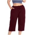 thumbnail image 1 of Wlynlyn Plus Size Capri Pants for Women Drawstring High Waisted Sweatpants Straight Leg Summer Cropped Trousers Size 4XL, 1 of 7
