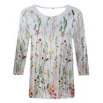 thumbnail image 4 of IROINNID en Solde T-shirt à Manches Longues en Polyester pour Femmes T-shirt Imprimé Confortable Blouse Mi-Longue Col Rond Hauts, Gris, 4 of 4