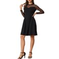 thumbnail image 4 of INSPIRE CHIC Robe Patineuse de Fête pour Femme en Maille Transparente à Manches Transparentes avec Cœurs S Noir-Pois, 4 of 6