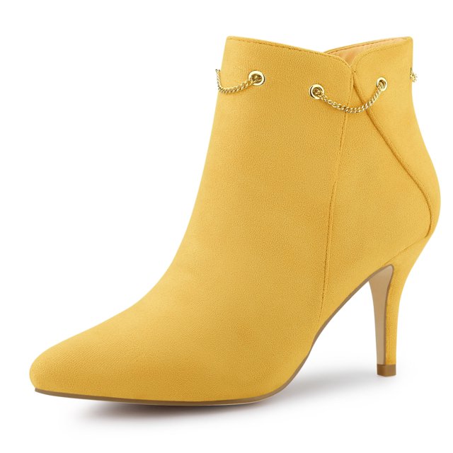 Unique Bargains Women's Pointy Toe Zipper Stiletto Heeled Ankle Booties