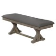 thumbnail image 1 of Gray Linen Dining Bench with Rustic Gray Brown Wood in Standard Height, 1 of 2