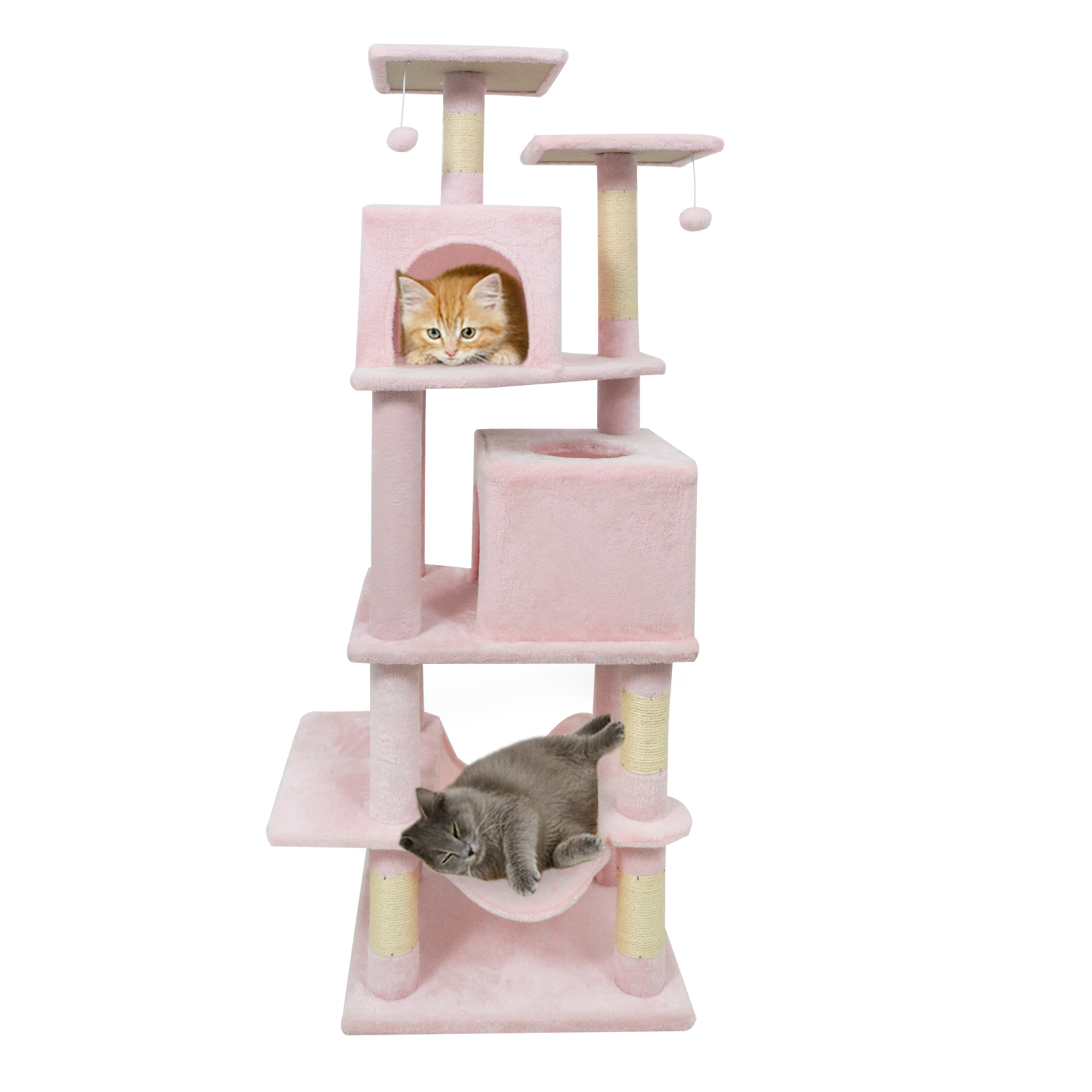 Gymax 57'' Cat Tree for Indoor Cats w/Dual Condos Hammock Sisal Scratching Posts