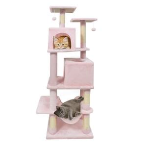 Gymax 57'' Arbre de chat pour chats intérieurs avec double condos Hammock Sisal Scratching Posts
