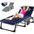 thumbnail image 1 of Slsy Portable Folding Camping Cot Bed with 2 Sided Mattress & Pillow, Adjustable 5-Position Folding Lounge Chair, Folding Cot Bed, 1 of 13