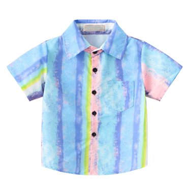 Économies d'Été! SROBPTY T-Shirts à Manches Courtes pour Tout-Petits, Chemises pour Enfants T-Shirt Graphique à Manches Courtes Col à Revers Haut pour 6 Mois-6 Ans T-Shirt Garçon Tee Bleu, 4 Ans