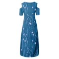 thumbnail image 4 of JULMCOMO Robes Grande Taille pour Femmes 5x Robe d'Été à Épaules Dénudées pour Invitée de Mariage Tendance à Imprimé Floral à Manches Courtes Col Ras du Cou Longue Robe Violet 5TG, 4 of 6