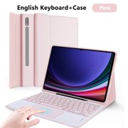 Keyboard For Samsung Galaxy Tab S9 S8 Ultra 14.6in Keyboard Case For Galaxy Tab S7 FE/S8 S9 Plus Tablet Bluetooth Keyboard Cover English Pink Tab S6 Lite 10.4in