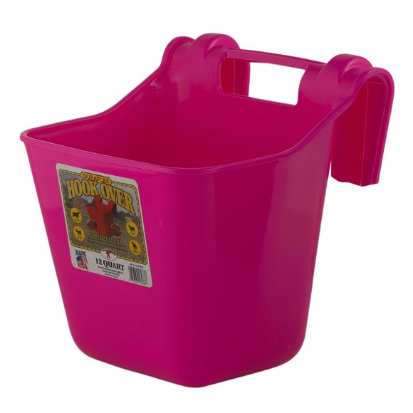 Little Giant 12 Quart Mountable Livestock & Pet Hook Over Feeder, Hot Pink