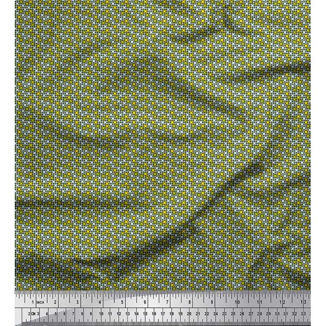 Soimoi Modal Satin Fabric Diamond & Cross Sign Shirting Decor Fabric Printed Yard 42 Inch Wide