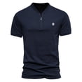 thumbnail image 1 of BOBOGOJP Men's Crew T-Shirts Short Sleeve Mock Neck Stretch Slim Fitted Layer Basic Tee Tops (Navy,XXL), 1 of 3